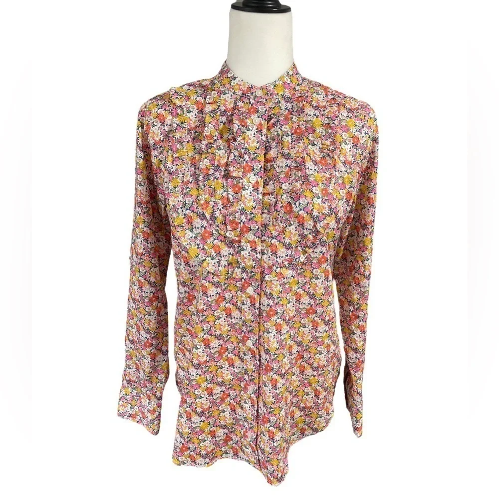 J.Crew Band-collar Ruffle-front shirt in Liberty® Libby Floral Small